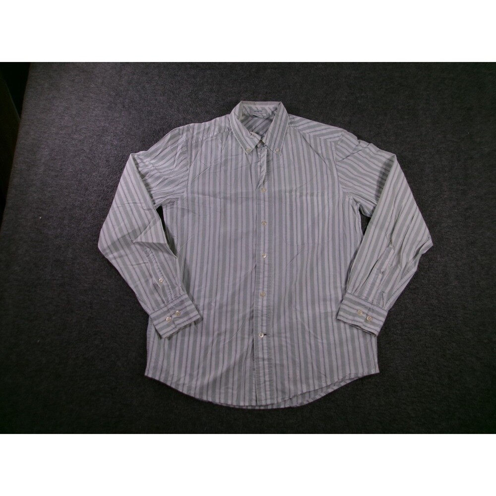 Old Navy Shirt Men Small Green Striped Vintage Fit Button Classic Preppy Office